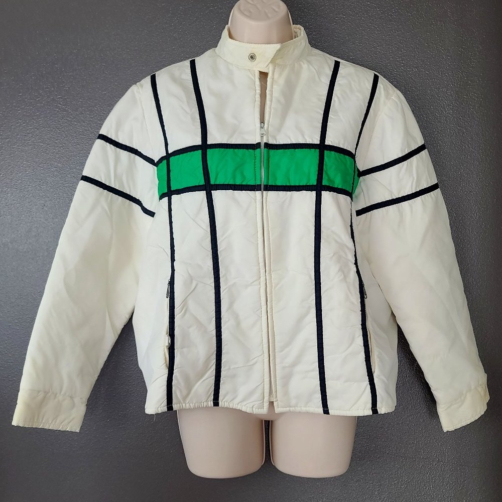 Vintage Ted Williams White & Green Striped Ski Jacket